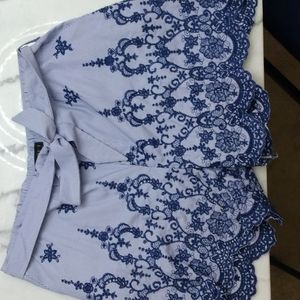 Causal blue and white striped shorts with lace detail size 16 by Eloquii. 💙